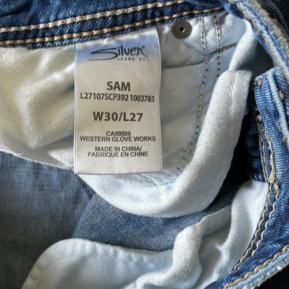 Silver Distressed Boyfriend Jeans - Picture 3 of 3